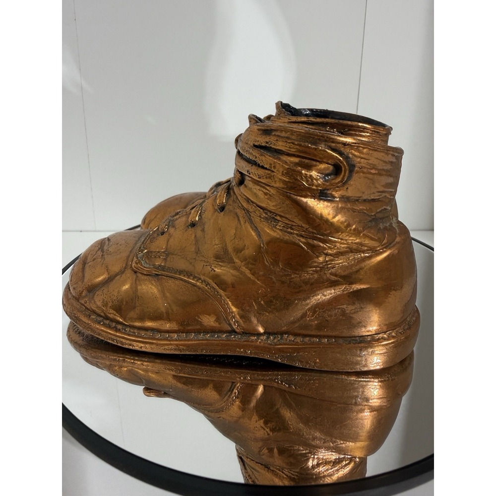 Vintage Bronzed Baby Shoes Pair Keepsake Heirloom Nursery Decor Copper Toned